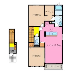 在良駅 徒歩3分 2階の物件間取画像